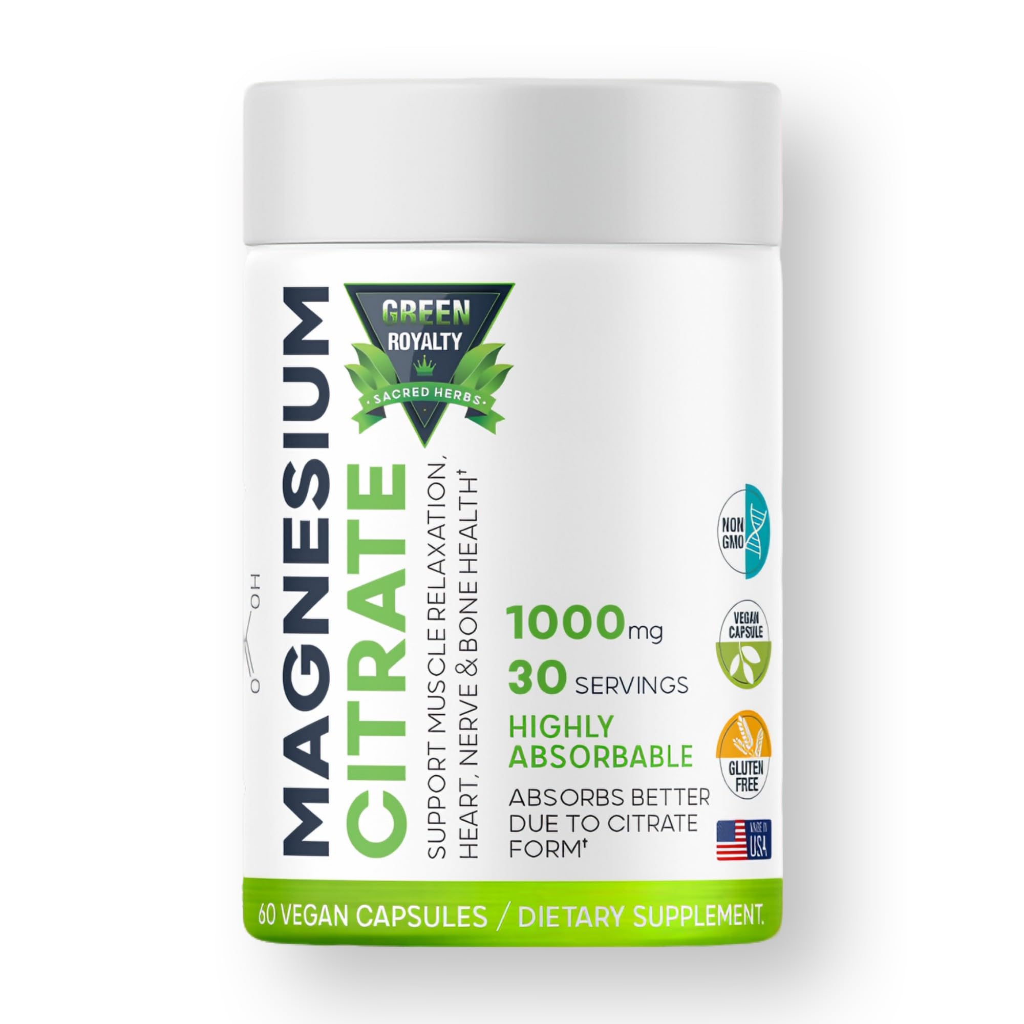 Amazon.com: Magnesium Citrate 60 Vegan Capsules 1000mg - Premium